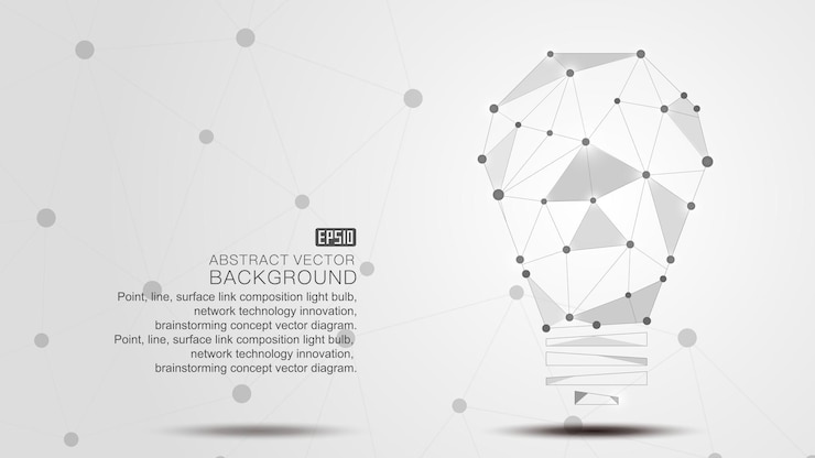 Vector dot line surface link composition bulb network technology creativity brainstorming concept vecto