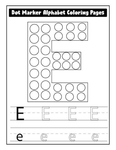 Dot marker alphabet coloring pages for toddlers vector