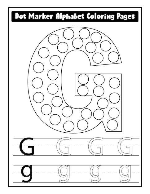 Dot marker alphabet coloring pages for toddlers vector