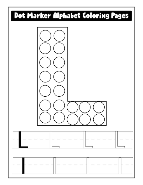 Dot marker alphabet coloring pages for toddlers vector