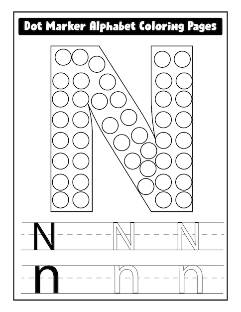 Dot marker alphabet coloring pages for toddlers vector