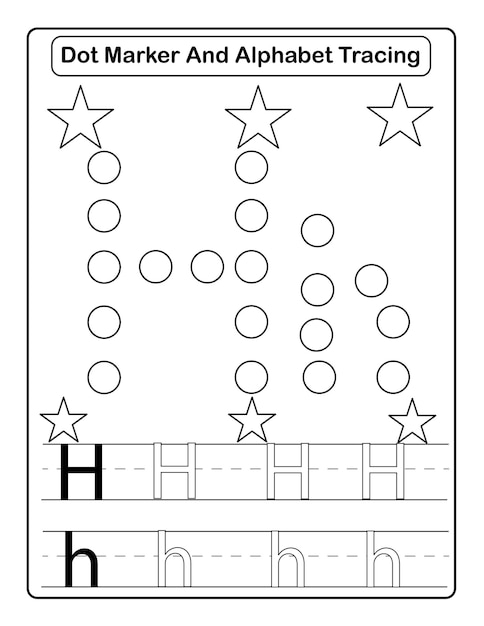 ドットマーカーとアルファベットのトレースぬりえ