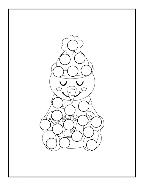 dot marker, cartoon christmas character for toddlers patches or dot marker page. Dot marker coloring