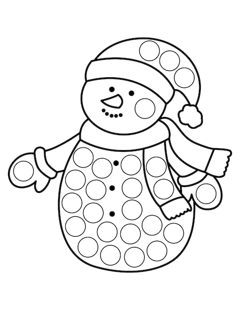 Dot Marker Coloring Pages, Do a Dot Activity, Snowman Outline Hand Drawing Vector