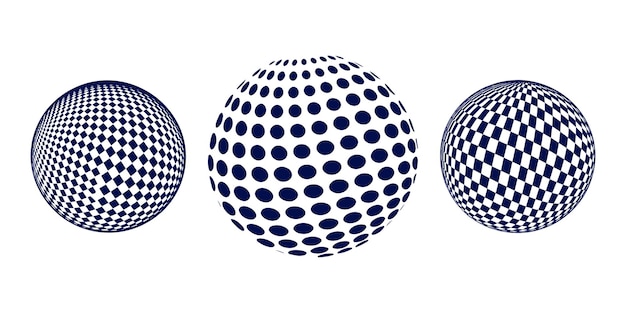 Dot Spheres Round Geometric Vector Designs Set