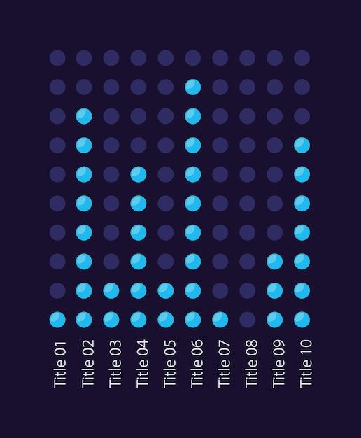 Vettore dot stack modello di progettazione di grafici infografici per tema scuro