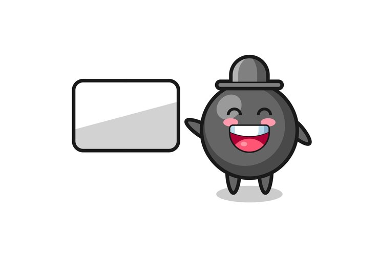 Vector dot symbol cartoon illustration doing a presentation
