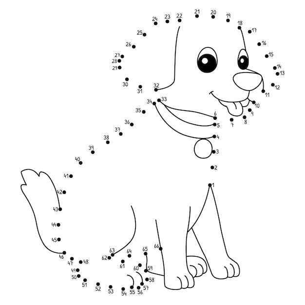Dot to Dot Dog Farm Dieren geïsoleerde kleurpagina