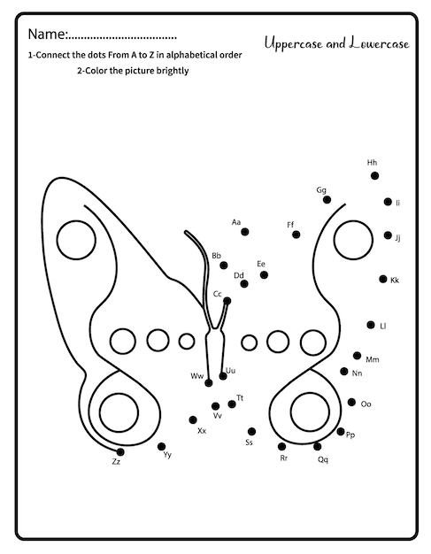 Игра точка за точкой с буквами для детей abc butterfly tracing activity