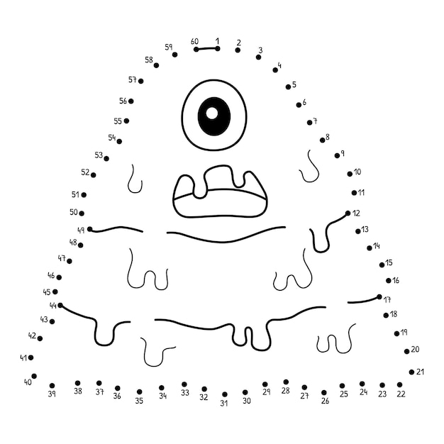 Dot to Dot Slime Monster geïsoleerde kleurpagina