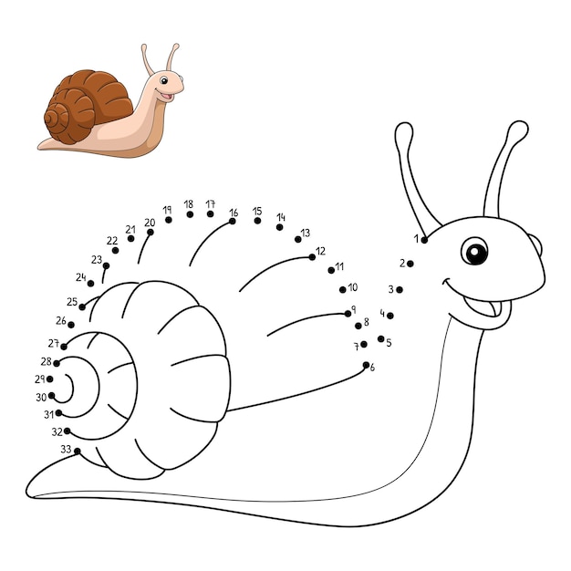 점이 찍힌 달팽이 동물 색칠 공부 페이지