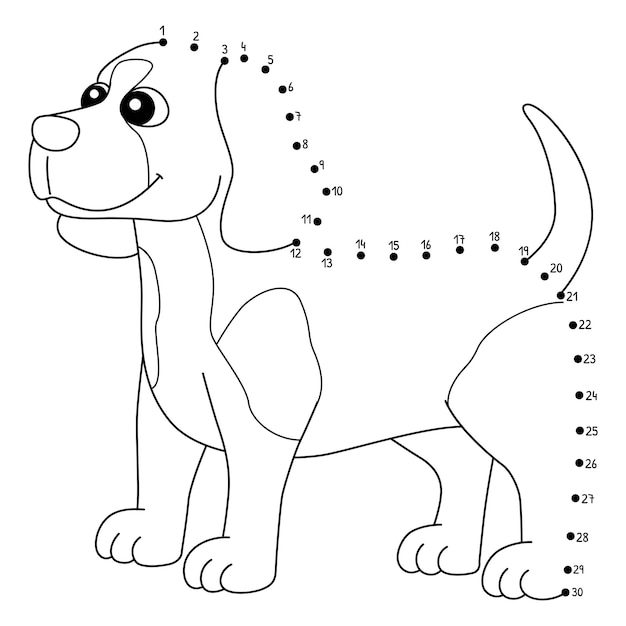Dot to dot stockbeagle hond dier geïsoleerd