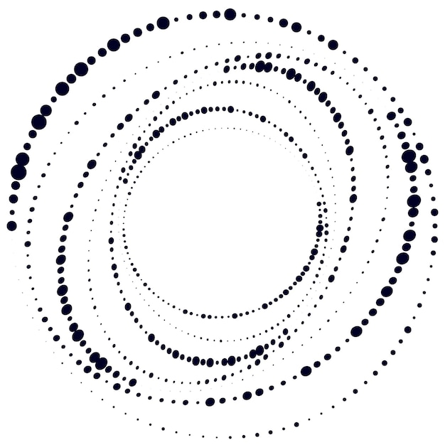 Vettore fondo astratto del cerchio dei punti linee di velocità punteggiate modello di logo di forma a spirale di semitono