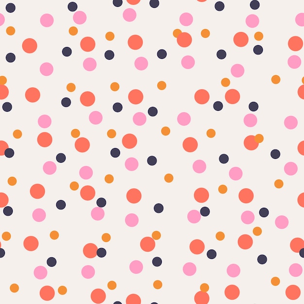 Vector dots on beige background. festive seamless pattern with round shapes.