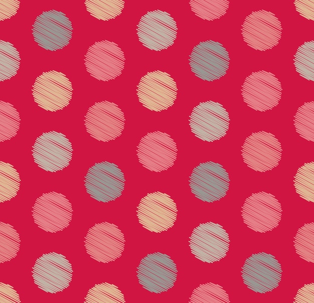 Vector dots circle geometric seamless on red color pattern background