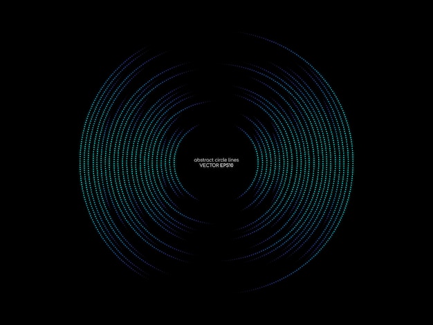 Dots circle line pattern of abstract sound wave equalizer green and blue colors on black background in the concept of music, technology.