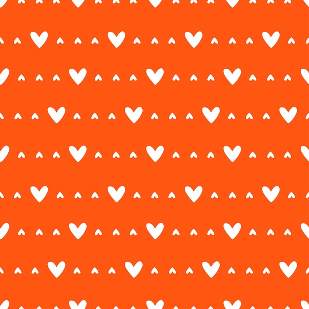 Dots and hearts seamless pattern with orange background.