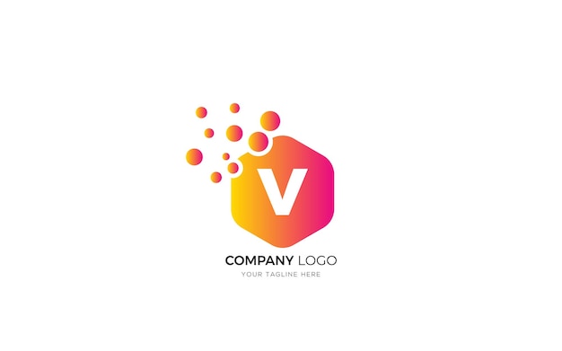 Точки Буква V Логотип V Буква Дизайн Вектор с точками