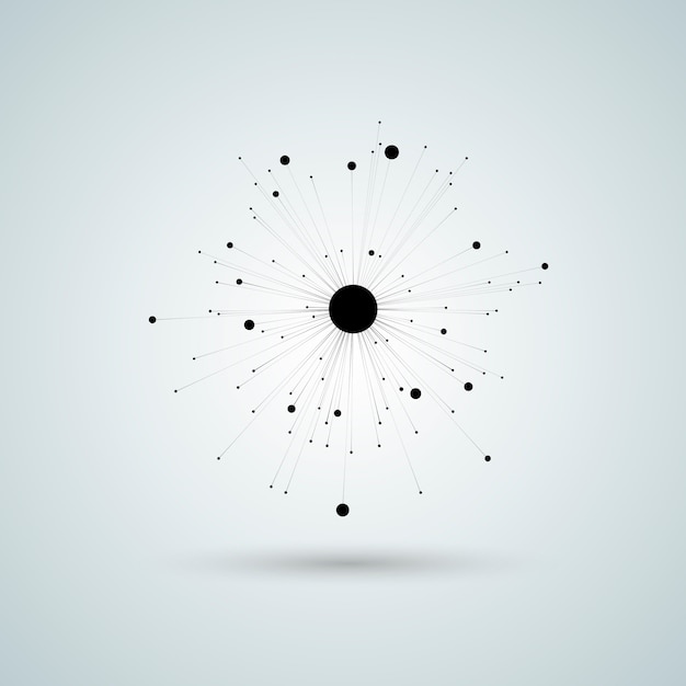 dots and lines connect design with circle