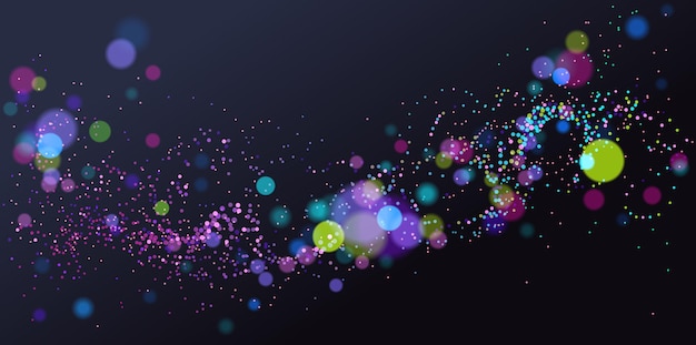 Vector dots particles flowing array vector abstract background, biology science theme design, dynamic elements in motion.