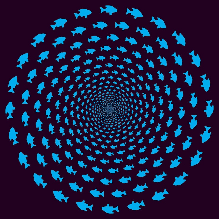 Vector dots spiral mathematical pattern abstract radiating spiral pattern