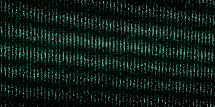 Vector dots texture with noise effect abstract halftone background vector glitch backdrop digital screen with matrix or binary code