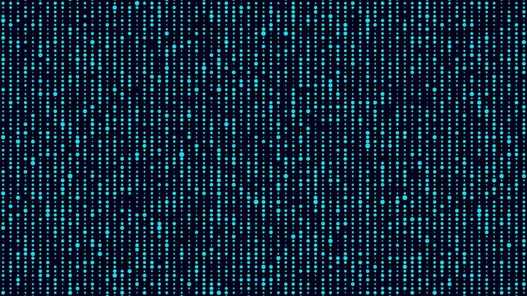 Vector dots texture with noise effect abstract halftone background vector glitch backdrop digital screen with matrix or binary code