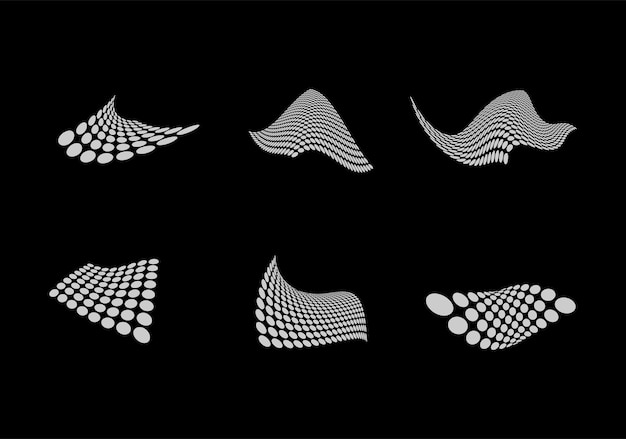 Dots waves halftone decorative icon vector design collection