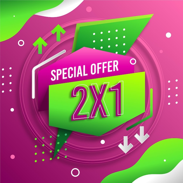 Banner di offerta speciale 2x1 punteggiato