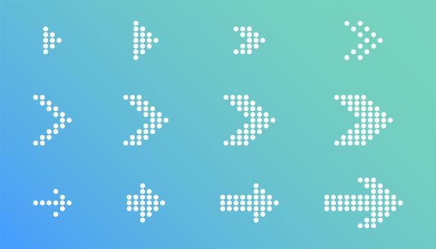 Dotted arrows. Arrow icon set. Dotted style. Cursor icon collection