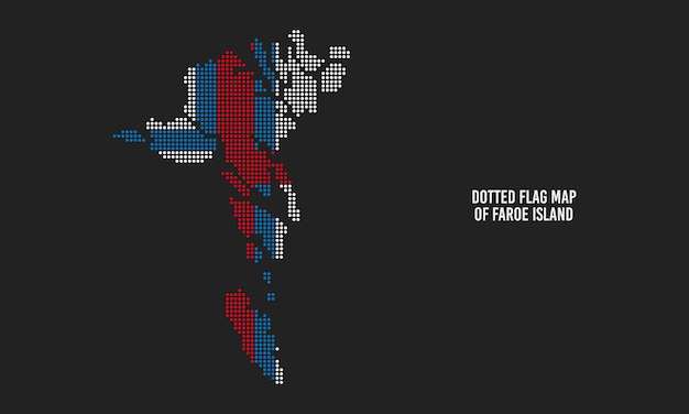 Dotted Faroe Island Flag Map illustration