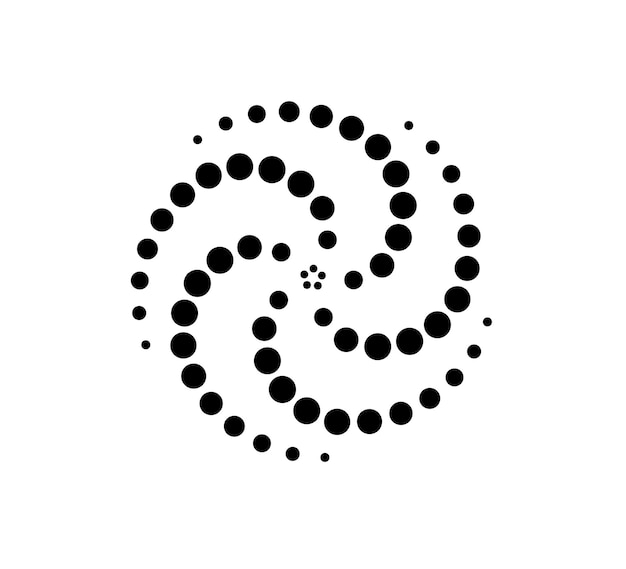 Vector dotted gradient round spiral icon halftone effect vortex circle shape with dotted pattern progress round loader half tone abstract circle vector illustration isolated on the white background