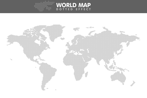 Mappa del mondo grigio punteggiato. piccolo punto. illustrazione vettoriale
