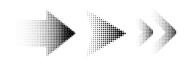 Vector dotted halftone arrows set