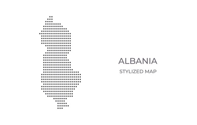 Точечная карта Албании в стилизованном минималистском стиле