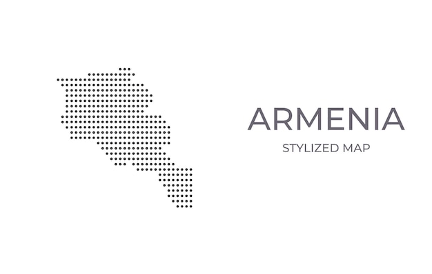 Пунктированная карта Армении в стилизованном минималистском стиле