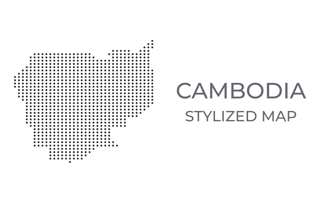 Dotted map of Cambodia in stylized minimalist style