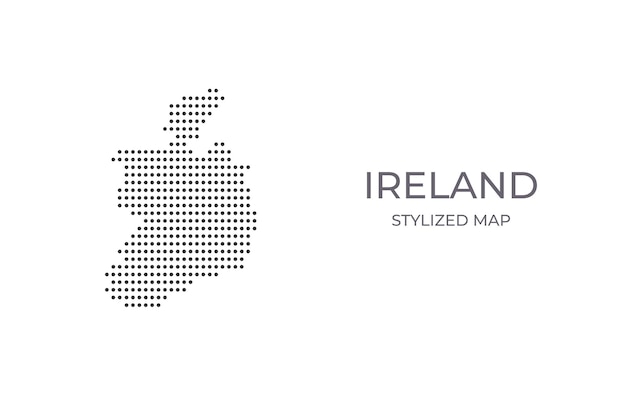 Vector dotted map of ireland in stylized minimalist style