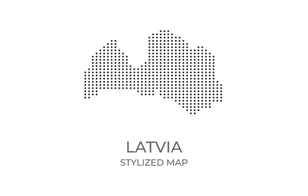 Dotted map of Latvia in stylized minimalist style