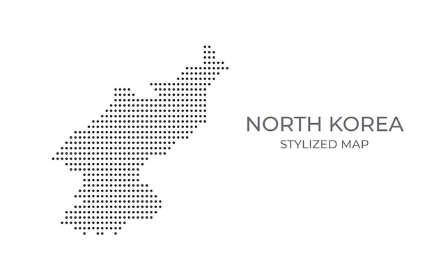 Vector dotted map of north korea in stylized minimalist style