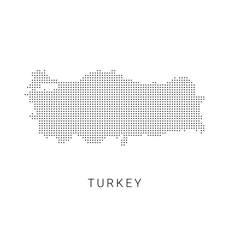 Vector dotted map of turkey the form with black points on light background