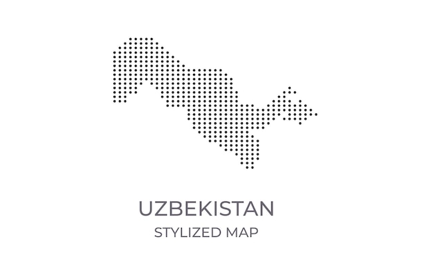 Dotted map of Uzbekistan in stylized minimalist style