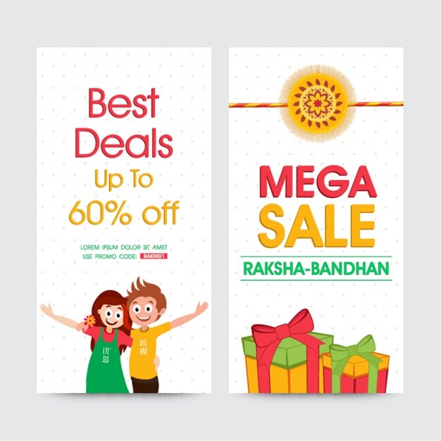 वेक्टर dotted sale banners for raksha bandhan
