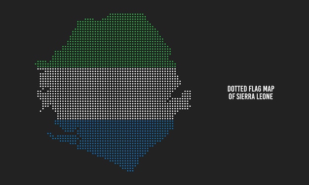 Illustrazione vettoriale della mappa della bandiera della sierra leone punteggiata