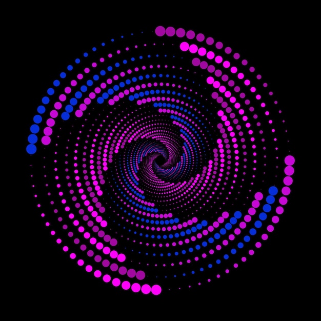 Vector dotted spiral vortex background designcircles 4 parts