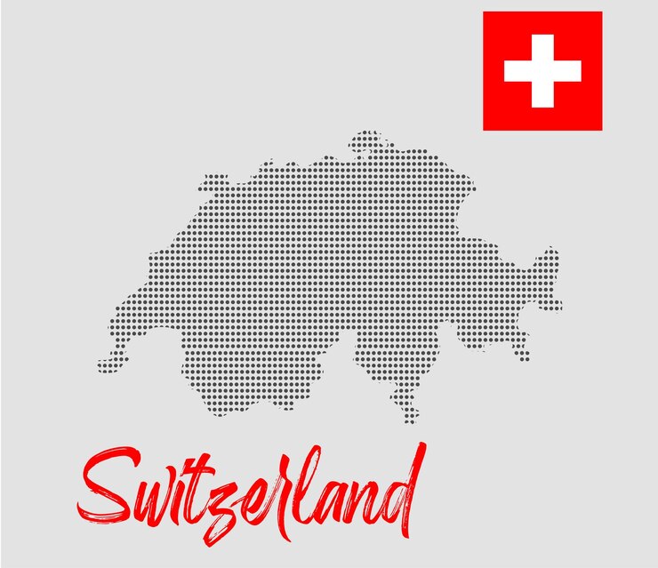 Vector dotted vector map of switzerland with flag and name