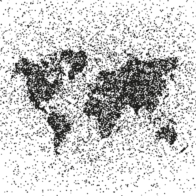 点線の世界地図。地球の概念図