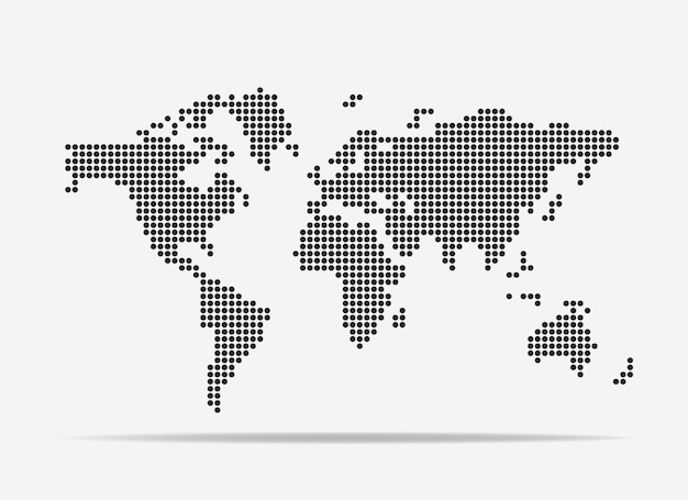 Dotted world map. the form with black points on light background. vector illustration.