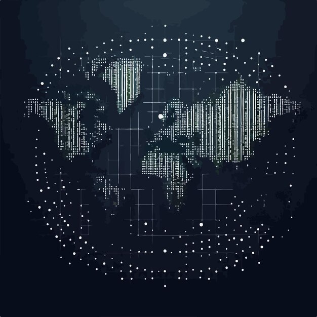 Vector dotted world map isolated on white background vector illustration in flat style