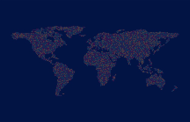 Dotted world map vector background